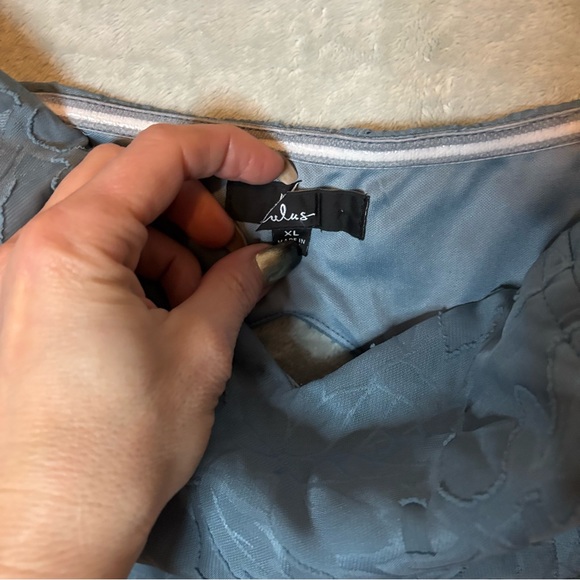 Lulus Garden of Romance Dusty Blue Floral Burnout Strapless Maxi NWOT Sz XL - Picture 7 of 8